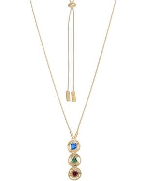 Saachi Cz Three Charm Pendant Necklace - Metallic
