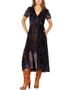 Hale Bob Paisleigh Short Sleeve Midi Dress - Black