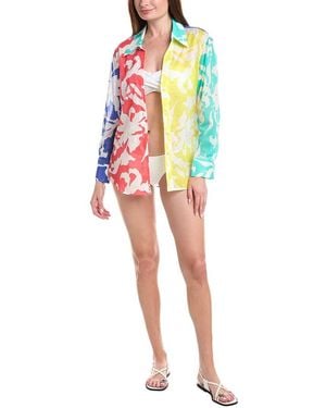 MILLY Lily Voile Button Shirt - Red