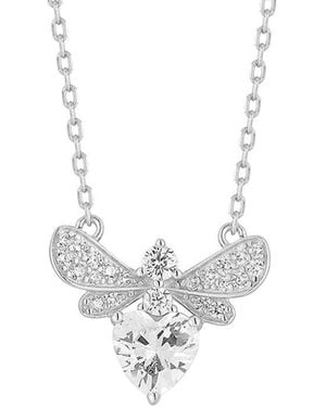 Glaze Jewelry Cz Bee Necklace - White