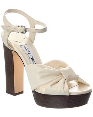 Jimmy Choo Heloise 120 Leather Platform Sandal - Metallic