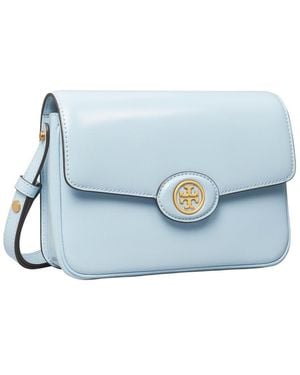 Tory Burch Robinson Spazzolato Convertible Leather Shoulder Bag - Blue