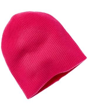 Amicale Cashmere 2 Colour Reversible Rib Cashmere Hat - Red