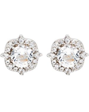 Suzy Levian Silver 0.02 Ct. Tw. Diamond & White Topaz Halo Studs