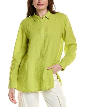 Eileen Fisher Classic Collar Linen Shirt - Yellow