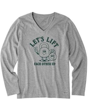 Life Is Good. Long Sleeve Crusher T-Shirt - Grey