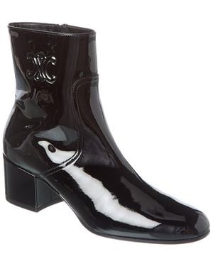 Celine Triomphe Zipped Patent Bootie - Black