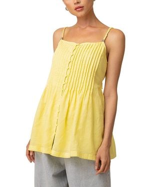 Line & Dot Calisto Linen-Blend Mini Dress - Yellow