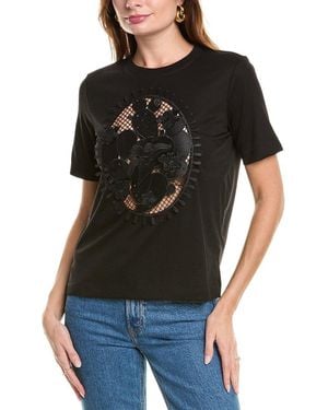 Oscar de la Renta Cactus Applique T-Shirt - Black