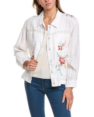 Johnny Was Petite Relaxed Linen Jacket - White