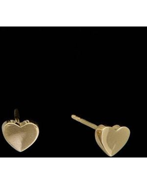 Italian Gold 14K Minimalist Heart Studs - Black