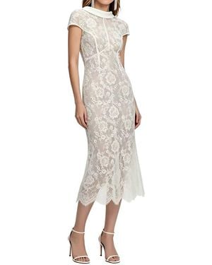 Linda Charm Short Sleeve Midi Dress - White
