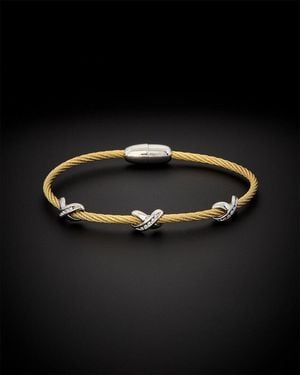 Juvell 18k Plated Cz Twisted Mesh Bangle Bracelet - Black