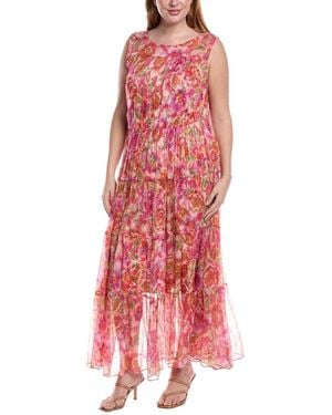 Johnny Was Plus Loran Silk Maxi Dress - Red