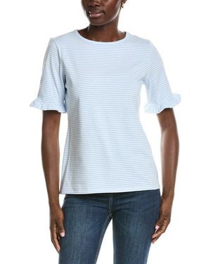 Jones New York Elbow Ruffle Sleeve T-Shirt - White