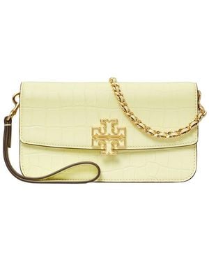 Tory Burch Britten Embossed Leather Chain Wallet With Wristlet - Metallic