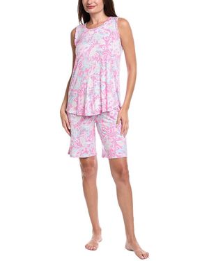 Ellen Tracy 2Pc Short & Top Pajama Set - Pink