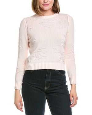 Hannah Rose Rosalind Flower & Bobble Cashmere-Blend Jumper - White