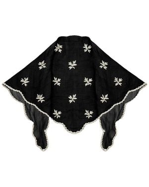 Saachi Embroidered Gauze Bandana - Black