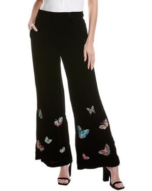 Johnny Was Luciana Velvet Silk-Blend Wide Leg Pant - Black