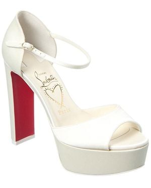 Christian Louboutin Sandaloo 130 Satin Platform Sandal - White