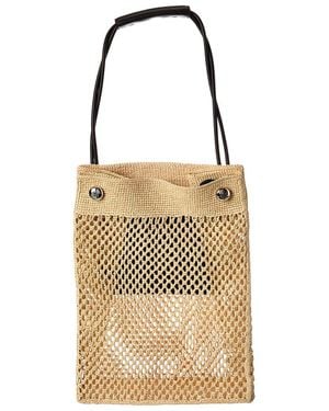 Loewe Pebble Raffia & Leather Tote - Natural