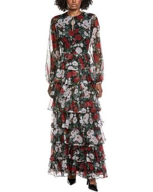 Mikael Aghal Print Maxi Dress - Black