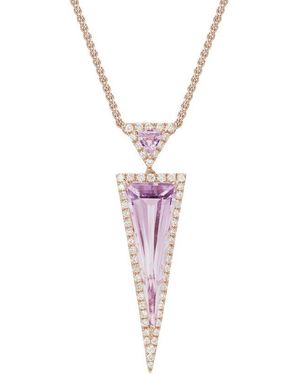 Diamond Select Cuts 14K Rose 2.72 Ct. Tw. Diamond & Quartz Necklace - Pink