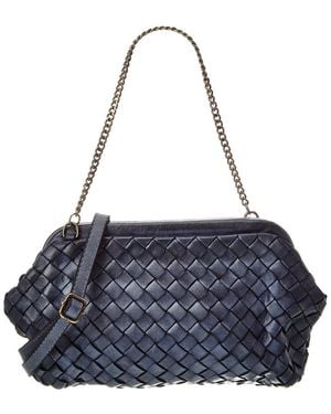 Isabella Rossetti Quincy Hand Woven Leather Clutch - Blue