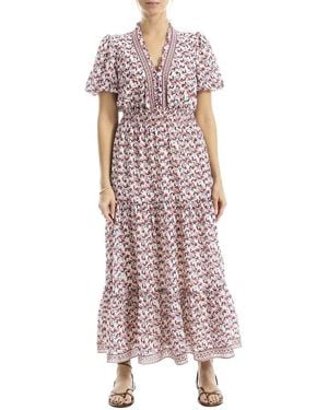 Max Studio V-Neck Tiered Maxi Dress - Purple