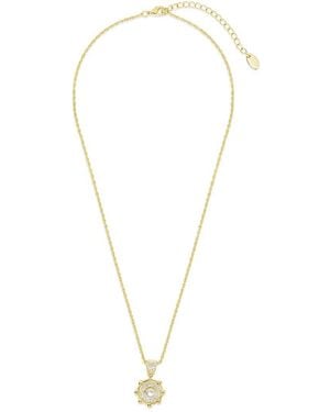Sterling Forever 14k Plated 5m Pearl Cz Etta Pendant Necklace - Metallic