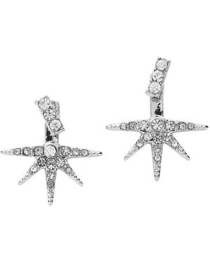 Sterling Forever Rhodium Plated Cz Burst Ear Jacket Earrings - White