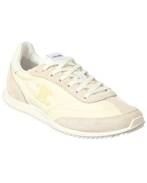 Celine Racer Nylon & Suede Trainer - White
