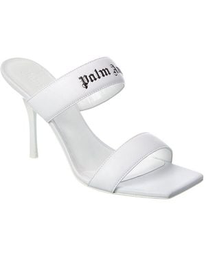 Palm Angels Logo Band Leather Sandal - White
