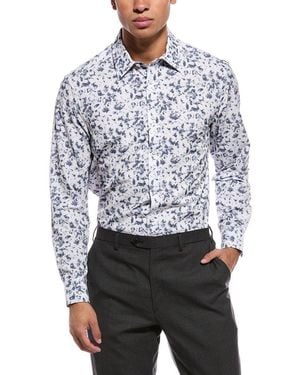 Report Collection 4-Way Printed Woven Sport Shirt - Blue