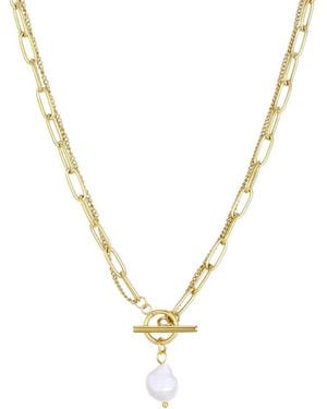 Adornia 18K Plated Stainless Steel 9Mm Pearl Toggle Necklace - Metallic
