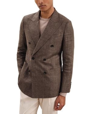 Reiss Ramsay Peak Check Linen Formal Jacket - Brown
