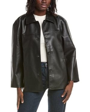REVERIEE Faux Leather Jacket - Black
