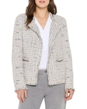 NIC+ZOE Chain Trim Fringe Mix Knit Jacket - Grey