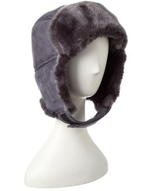 Surell Faux Suede Trooper Hat with Fur - Grey