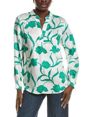 Jones New York Popover Printed Top - Green