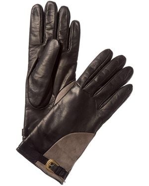 Portolano Belted Leather Gloves - Brown