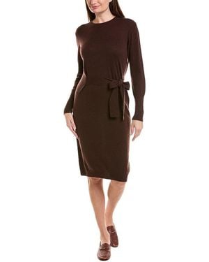 Forte Waist Tie Crewneck Wool & Cashmere-Blend Sweaterdress - Brown