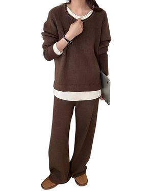 GABRIELA RICH 2Pc Jumper & Pant Set - Brown