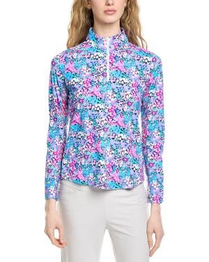 IBKUL Long Sleeve Mock Neck Top - Blue