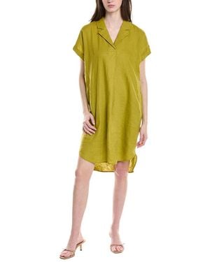 knee length dresses for ladies Eileen Fisher Organic Linen Delave Band Collar-Branch  In Full Swing