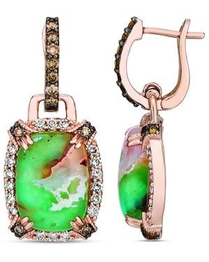 Le Vian Peacock Aquaprase 14K Rose 10.56 Ct. Tw. Diamond & Aquaprase Earrings - Green