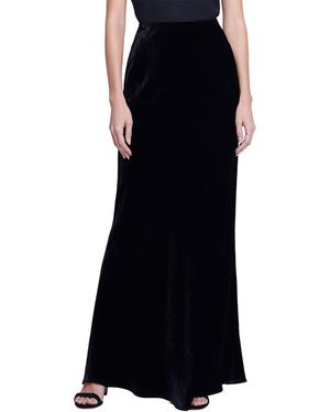 L'Agence Zeta Silk-Blend Skirt - Black