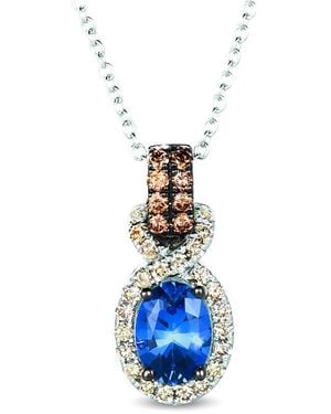 Le Vian Le Vian Sapphire 14K 1.00 Ct. Tw. Diamond & Sapphire Pendant Necklace - Blue