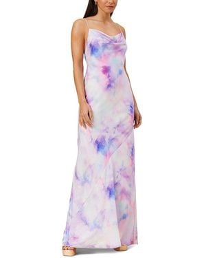 Aidan Mattox Cowl Neck Bias Gown - Purple